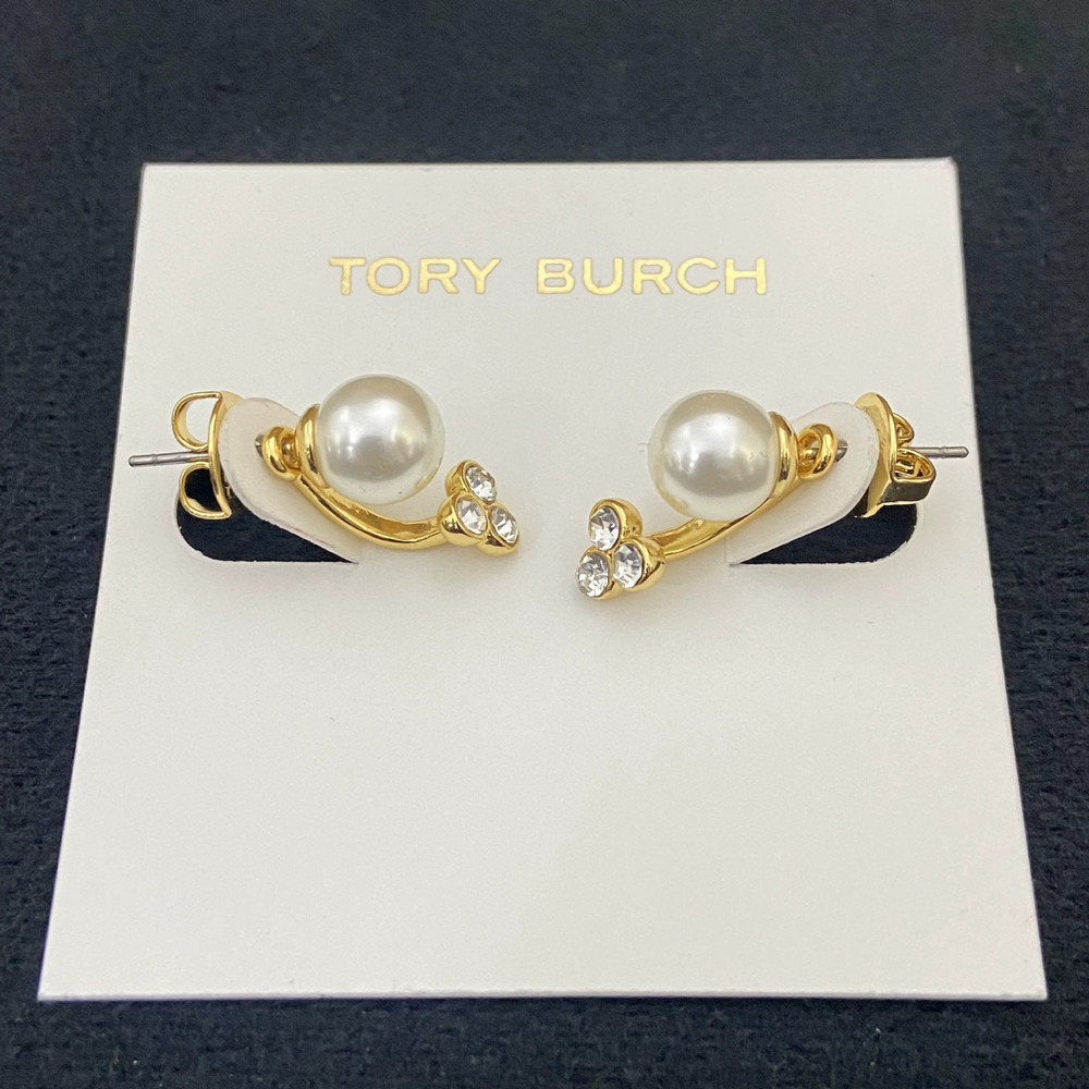 Tory Burch Faux Pearl Rhinestone Vintage Two Way Earrings